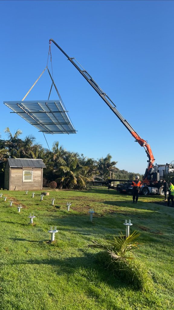 A cane moving a steel framing