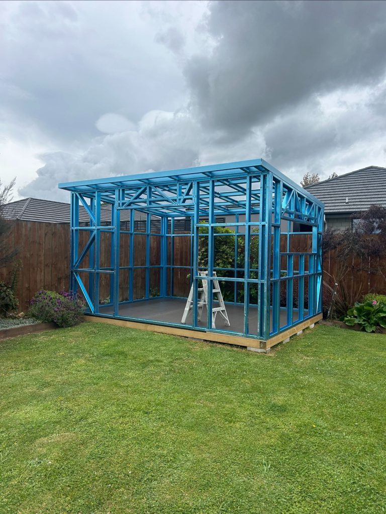 Small steel-framed cabin